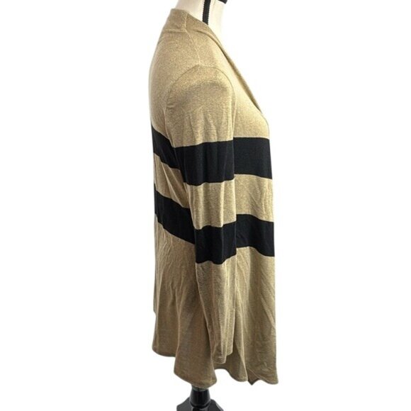 Joseph Ribkoff Open Front Cardigan Womens Size 10 Gold Black Metallic Stripe - Picture 4 of 7